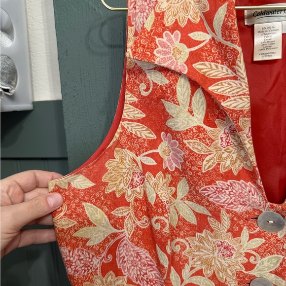 Vintage 90s Coldwater Creek Floral Linen Blend Midi Dress 10 Coastalgrandma - Picture 5 of 10